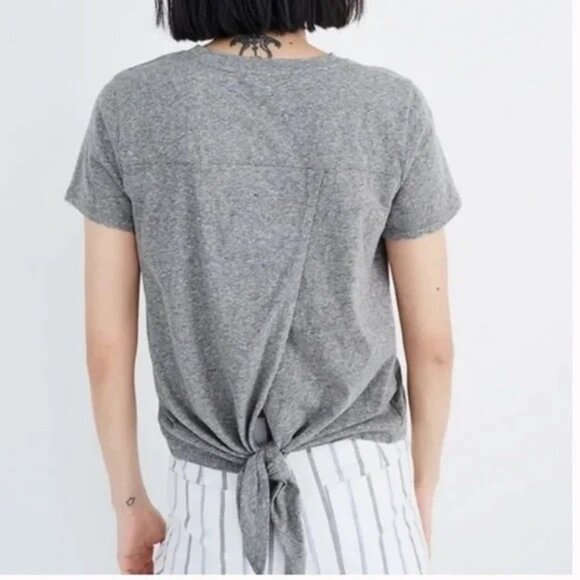 Madewell Grey Knot Back Short Sleeve Tee - Picture 3 of 5